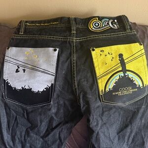 Men’s COOGI jeans . 34/34 black and yellow